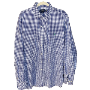 Polo by Ralph Lauren Blue and White Checkered Gingham Oxford Shirt 17.5 36/37